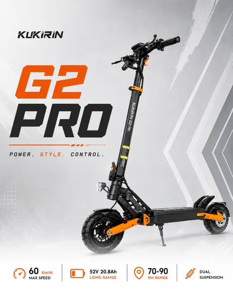 KUKIRIN G2 PRO — 1000W, +45 km/h, doble suspensión y frenos de disco